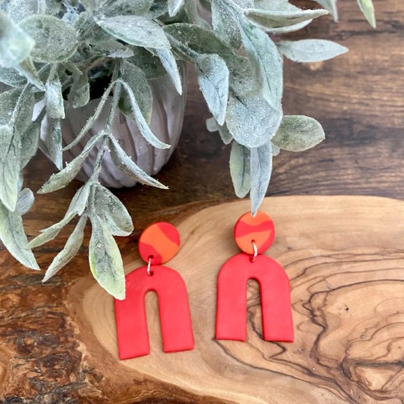 Hand Crafted Jewelry - Handmade Clay Earrings - Fire & Ice Series